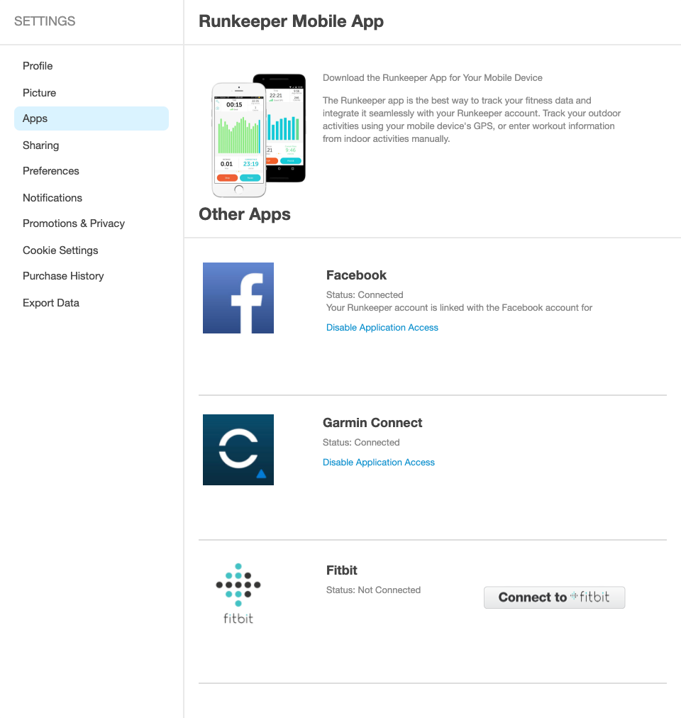 How to Connect or Disconnect Third Party Apps ASICS Runkeeper