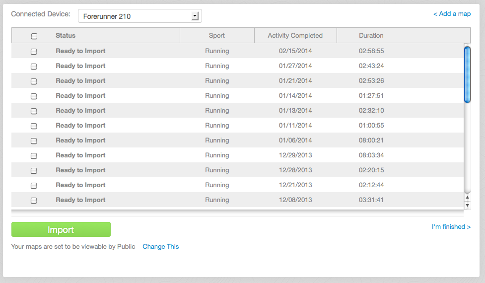 Step 8: Select activity to import from a drop down menu that appears